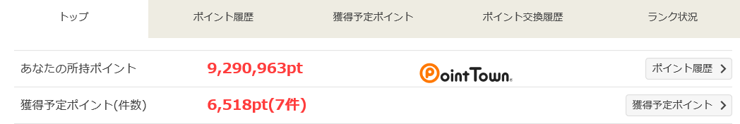 ポイントタウン実績