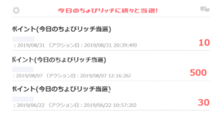 今日のちょびリッチに続々と当選!
