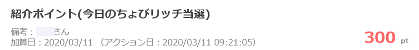 今日のちょびリッチ当選