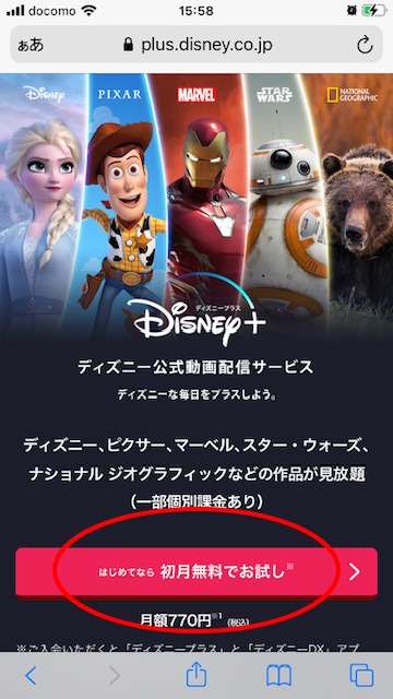 ディズニープラス申し込み手順