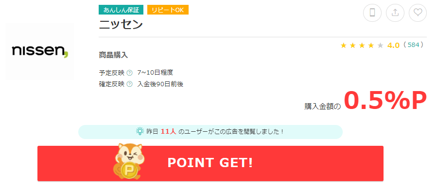 ニッセンののポイント還元について