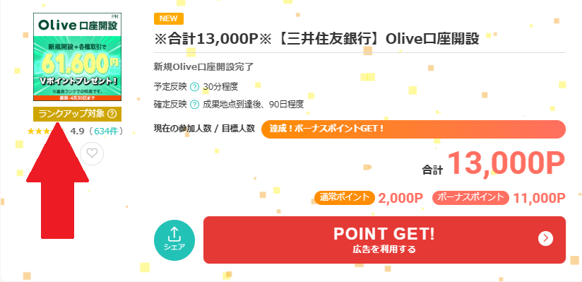 ゴールド会員特典の対象案件